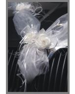 Guirlande déco voiture - organza, rubans et rose - blanc