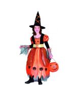 Costume fille sorcière orange luxe