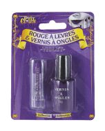 Vernis et rouge à lèvres - violet