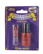 Vernis et rouge à lèvres - orange