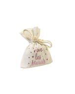 x4 Sachets toile "Vive les mariés" Rose gold