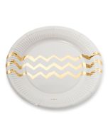 12 assiettes blanches chevrons or - 23 cm