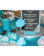 Porte nom galets - turquoise