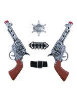 Set de cow boy - 2 revolvers 22 cm, ceinture avec balles et étoile