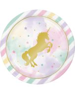 8 Assiettes Licorne Arc en Ciel