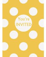 8 cartes d'invitation jaunes à pois blanc