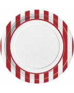 8 assiettes rayées rouge - Ø 23 cm