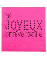 Lot de 20 serviettes Joyeux anniversaire de couleur fuchsia 