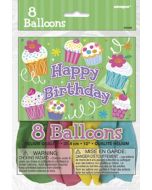 8 ballons Birthday Cupcake