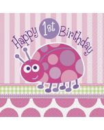 16 serviettes de table 1st Birthday fille