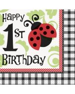 16 serviettes jolie coccinelle 1er anniversaire