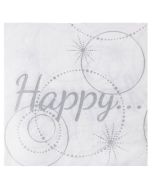 Lot de 20 serviettes Happy - blanches