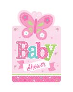 8 Invitations + enveloppes Baby Shower fille
