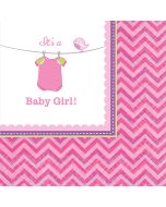 16 Serviettes Baby Shower "It's a Baby Girl !"