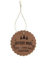 Lot de 4 Marques-place Karft Joyeux Noël cordon - Carton & fil métallisé - 6.5 x 11 cm