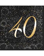 16 serviettes anniversaire 40 ans confettis or