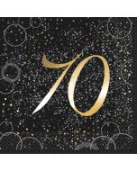 16 serviettes anniversaire 70 ans confettis or