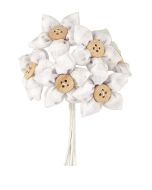 Bouquet de 6 Fleurs décoratives blanches bouton