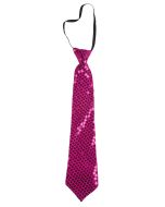 Cravate sequins avec élastique - rose