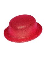 Chapeau melon à paillettes rouge