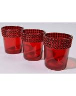 3 photophores rouges en verre – Déco diamant