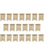 x20 Marque table mariage jute de 1 à 20