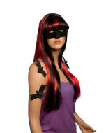 Perruque femme cheveux longs rouge et noir