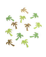 12 palmiers en bois verts et or - 3 cm x 4 cm