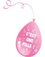 10 ballons "C'est une fille" - rose, 25 cm