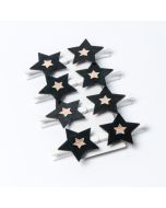 8 pinces étoile noire et or - 5 cm
