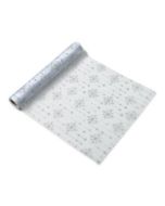 Rouleau organza blanc motifs flocons argent - 30cm x 5m