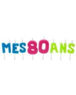 Bougies lettres sur piques "Mes 80 ans"