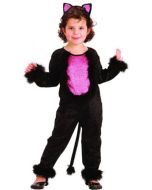 Costume fille" chat noir et rose " 1/2 ans - 80-92cm  