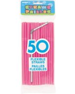 50 pailles flexibles - Rose