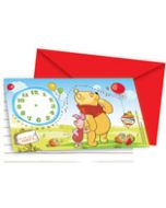 Cartes d'invitation avec enveloppe Winnie the Pooh x 6