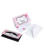 8 invitations moustaches roses