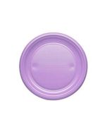 25 assiettes plastiques violettes rondes - 17 cm
