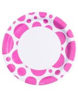 assiette jetable pois fuchsia