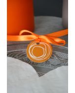 Nominette avec cercle blanc - orange 3 cm