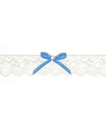 Jarretière en dentelle avec ruban bleu - crème