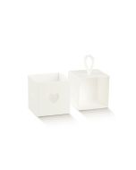 10 Boîtes à dragées carrées blanches coeur