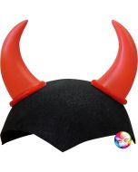 Coiffe diable noire avec cornes rouges