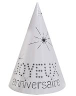 10 chapeaux joyeux anniversaire - blanc pas cher