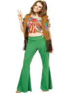  Costume adulte hippie femme beige et vert