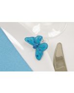 Papillons avec strass sur pince - turquoise