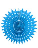  2 Eventails en papier dentelle turquoise20 cm