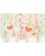 Kit 12 guirlandes serpentins Baby Shower pour fille