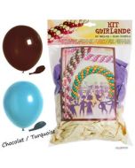 Guirlande de ballons - Turquoise et chocolat