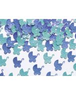 Confettis poussette bleue baby-shower