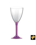 Lot 10 verres à pied en plastique – prune translucide